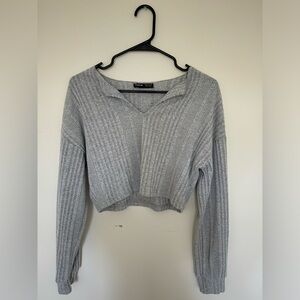 SHEIN Cropped Grey Ribbed Sweater / Size M / Like New - Barely Been Worn